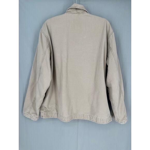 Y2K Vintage American Eagle Jacket Mens Large Beige Chore Barn Field Work Button - Picture 3 of 7